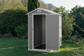 4x6 Resin Garden Storage Shed with Window & Ventilation, Weather-Resistant, Lockable Door - Grey